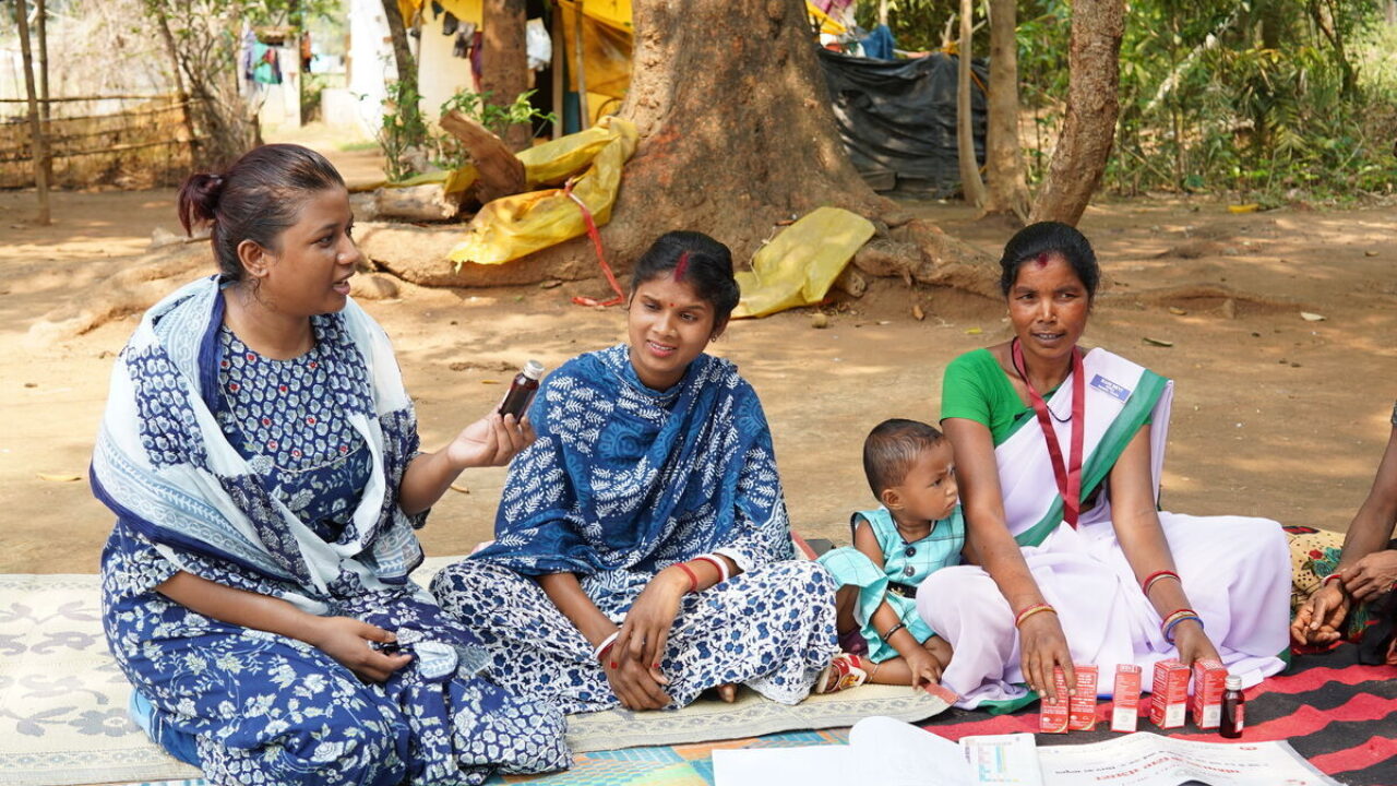 EVA IFA Frontline health workers Sahiyas educating on IFA syrup in Khunti District Jharkhand India Medium