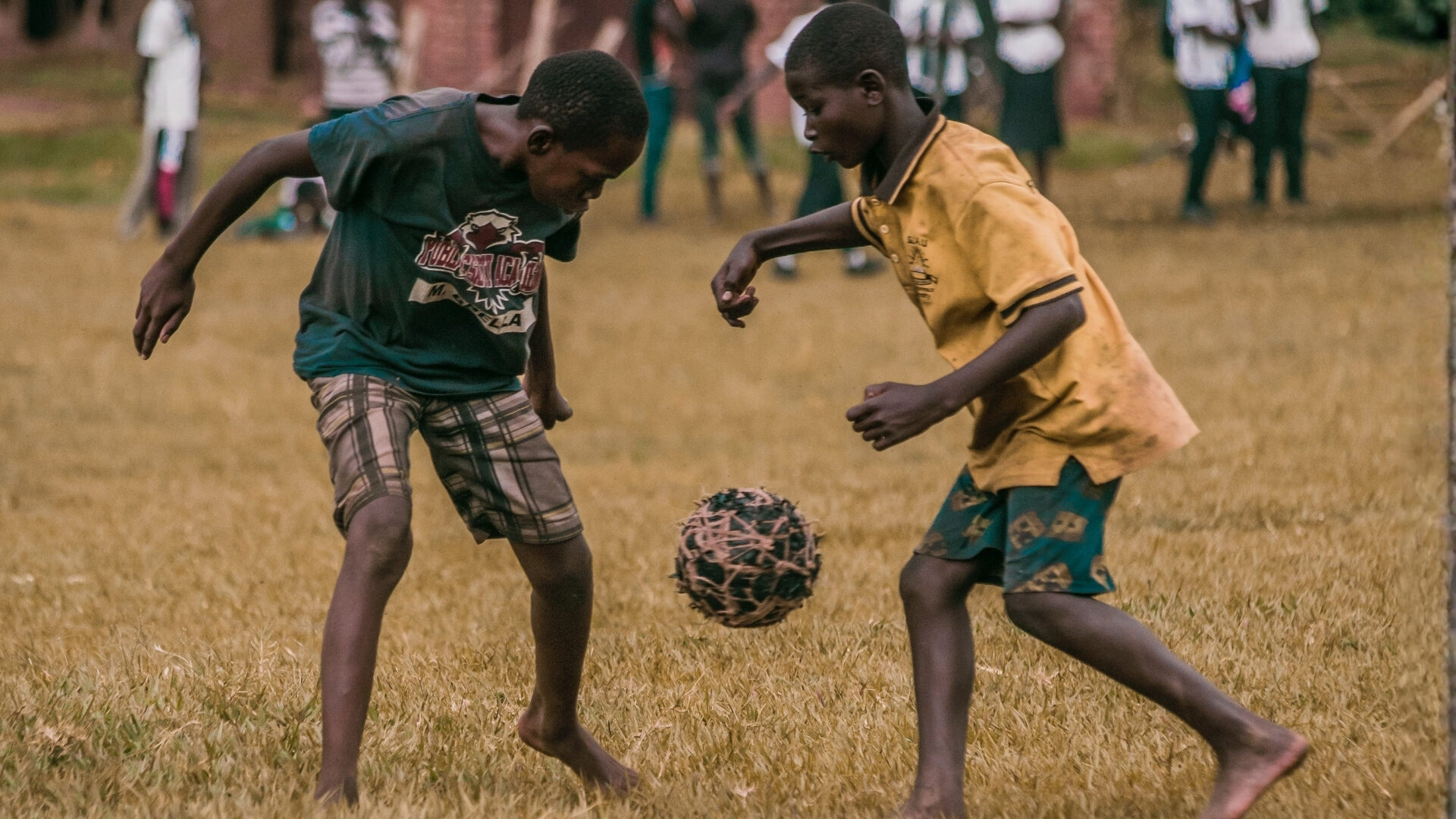 A football on a pitch