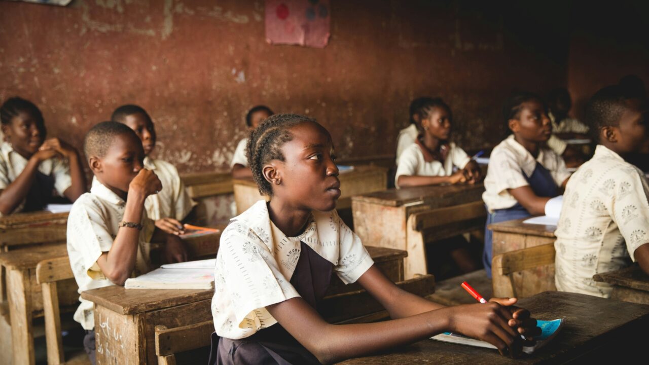 Africa school children stock